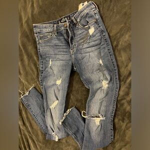 hollister 5r W27 L30 ripped jeans distressed blue jeans high rise super skinny